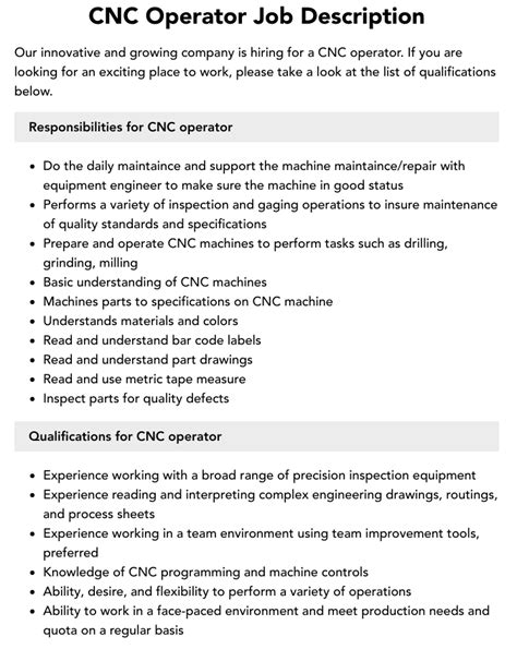 cnc machine operator duties|cnc setter job description.